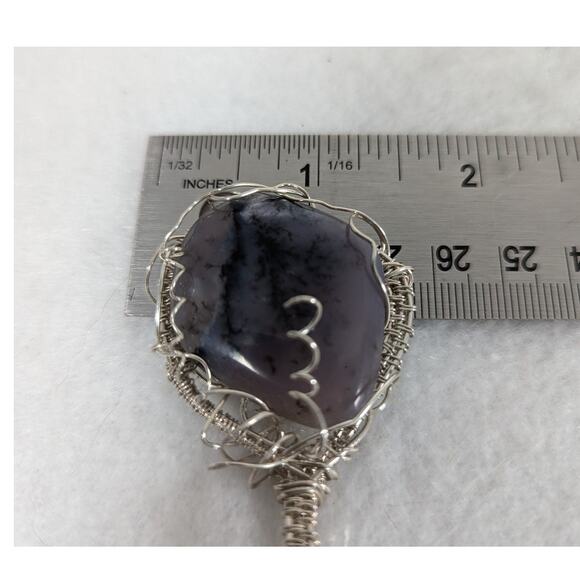 SS and SF wire wrap pendant no chain dendrick agate 1.5" x2.5" - Picture 7 of 10